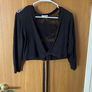 Worthington Black Lace Accent Crop Top